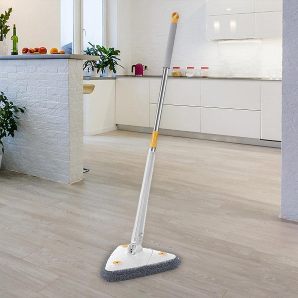 White Adjustable Triangle Mop Automatic Water Squeezing Long Handle for Wall Ceiling Window Reusable Cloth Daily Use - Shop N Save