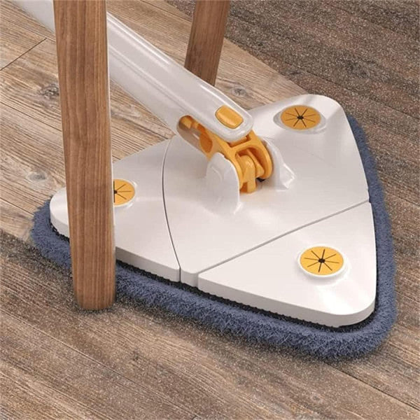 White Adjustable Triangle Mop Automatic Water Squeezing Long Handle for Wall Ceiling Window Reusable Cloth Daily Use - Shop N Save