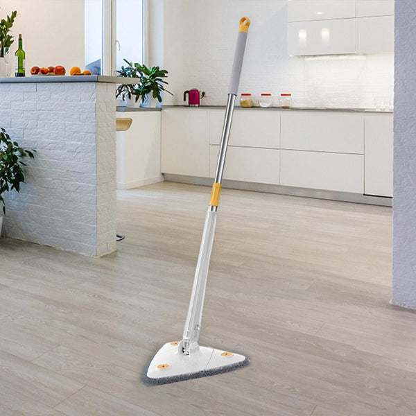 White Adjustable Triangle Mop Automatic Water Squeezing Long Handle for Wall Ceiling Window Reusable Cloth Daily Use - Shop N Save