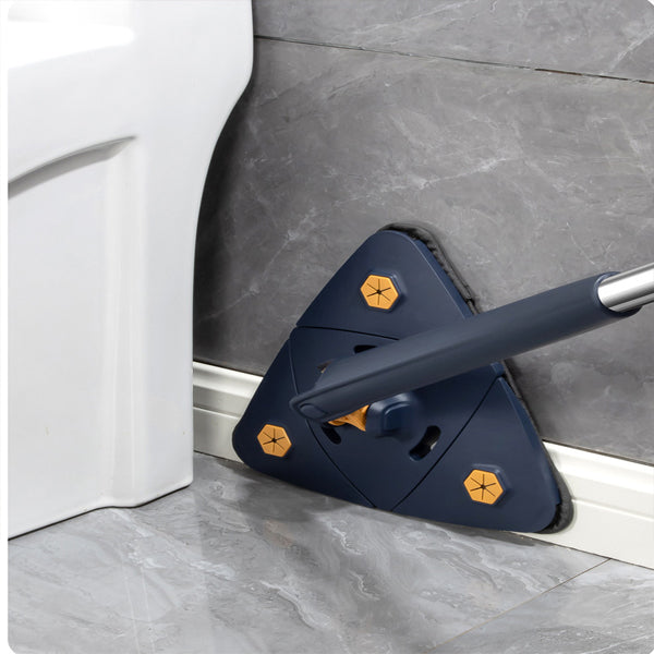 Modern Navy Triangle Mop Adjustable Automatic Squeezing Long Handle Reusable Cloth. Perfect for Daily Cleaning of Walls Ceilings Windows