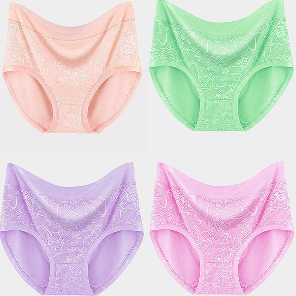 Floral Print Elastic Waist Hipster Underwear Soft Breathable Stylish Women\'s Panties for Casual Comfort in Skin Tone - Shop N Save