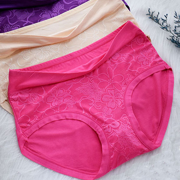 Floral Print Hipsters Soft Breathable Women\'s Panty in Rose Pink. Stylish Underwear with Elastic Waist. Normal fit. - Shop N Save