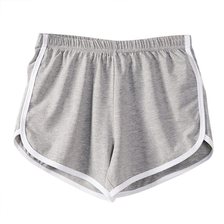 Gray Striped Elastic Waist Women\'s Sports Shorts Stylish Fitness Bottom for Yoga Gym Running Summer Exercise Wear for Girls