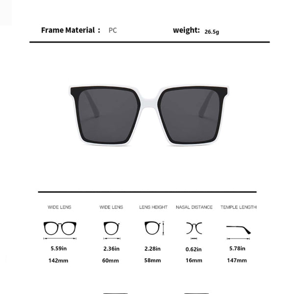 Stylish Square Shape Sunglasses for Women Fashionable Large Lens Sun Protective Eyewear Designer Girls Wear Plastic Frame and Safety Fibre Lens - Shop N Save