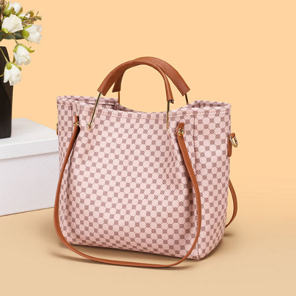 High Quality Double Handle Four Pieces Bags Set Zipper Closure Girls Fashion Wide Capacity Tote Bag Set Women Stylish Square Shape Bags