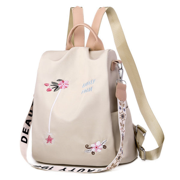 Chic Floral Embroidery Women\'s Travel Backpack Waterproof Multifunctional Wide Capacity Bag Ideal for Outdoor Adventures