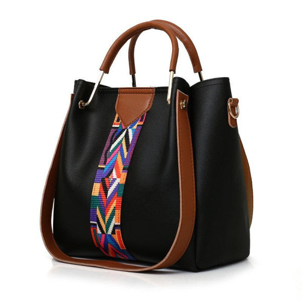 Luxury Black 4-Piece Women\'s Handbag Set Spacious Stylish Adjustable Strap and Double Handles Ideal for Daily Fashion Needs