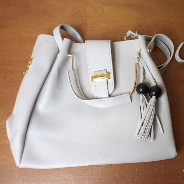 Stylish Cream White Women's 3-Piece Synthetic Leather Handbag Set Wide Capacity Double Handle Multifunctional Zipper Closure