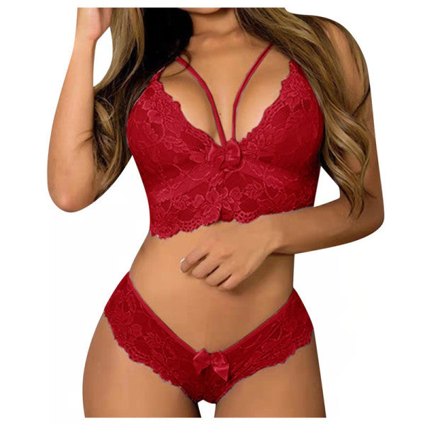 Sexy Seduction Wine Red Push Up Bra & French Cut Panty Set Soft Elastic & See Through Lingerie for Women