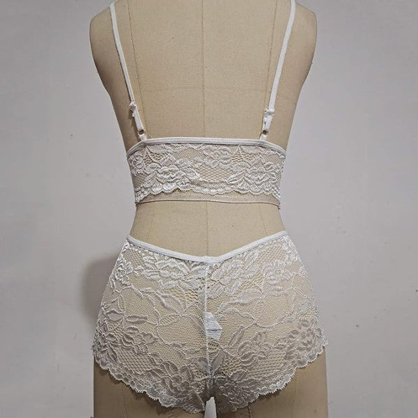 Ultra-Sexy White See Through Lingerie Set Push Up Bra & French Cut Panties | Soft & Elastic | Perfect for Women