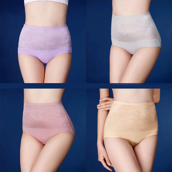 Floral Bliss 4-Piece High Waist Briefs Set Comfy Stylish and Seamless! Perfect for Everyday Use Women's Undergarments Made of Cotton Blends