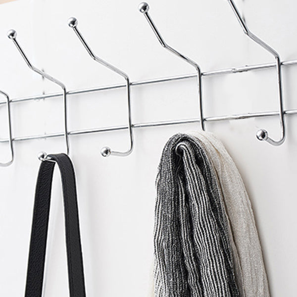 7 Hooks Stainless Steel Clothes Wall Hanger - Silver