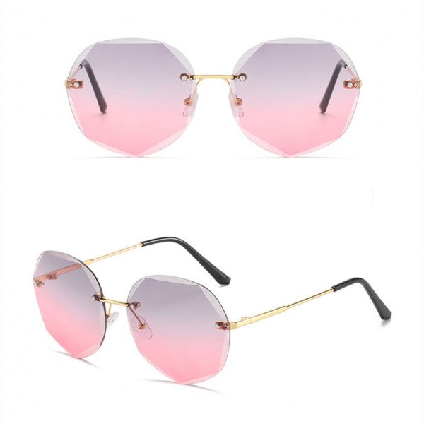 Girls Fashion Frameless Gradient Sunglasses - Gray Pink - Shop N Save
