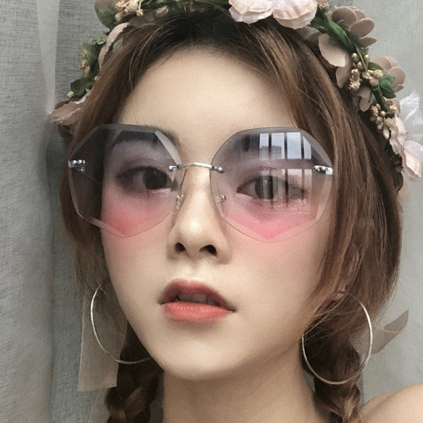 Girls Fashion Frameless Gradient Sunglasses - Gray Pink - Shop N Save