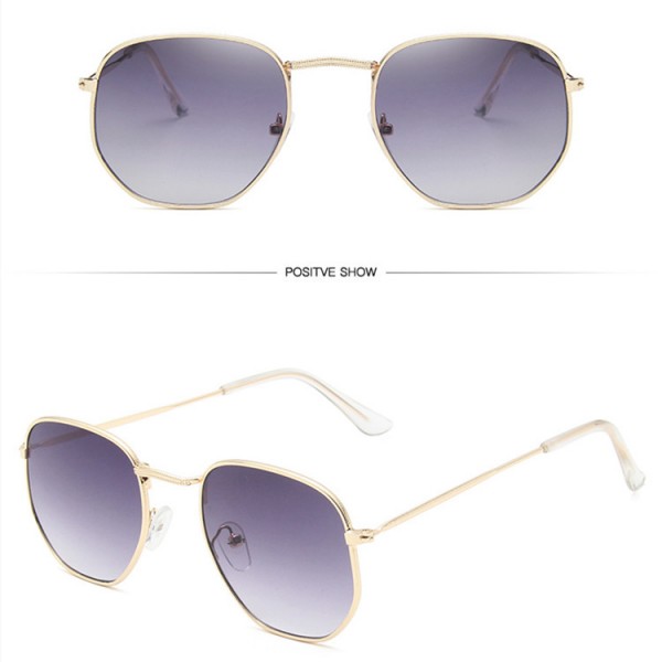 Woman Metal Polygonal Sunglasses - Gray Gold - Shop N Save