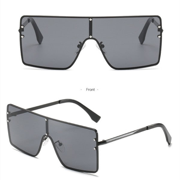 Woman Metal Frame Wild Sunglasses - Dark Gray - Shop N Save