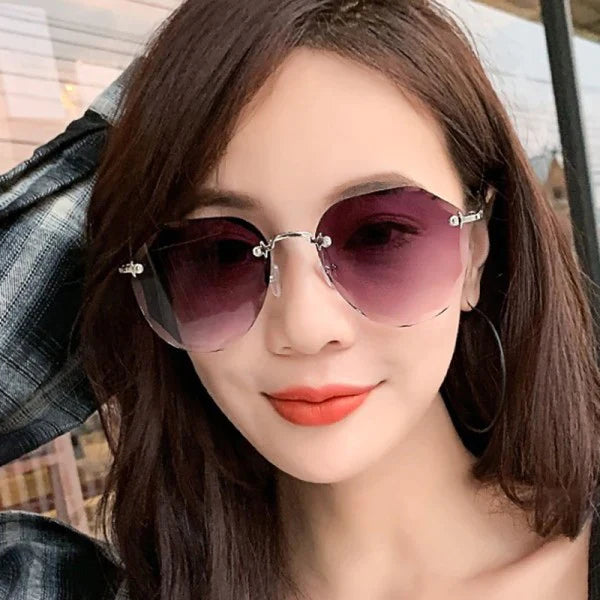 Girls Rimless Fashion Gradient Sunglasses - Light Coffee - Shop N Save