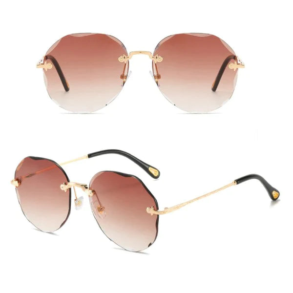 Girls Rimless Fashion Gradient Sunglasses - Light Coffee - Shop N Save
