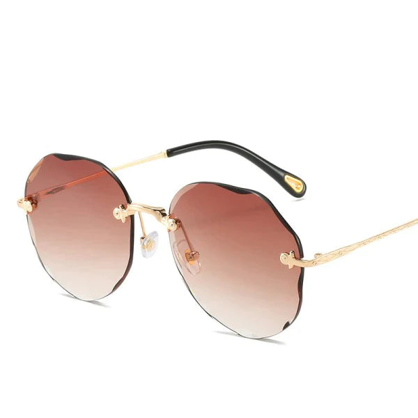 Girls Rimless Fashion Gradient Sunglasses - Light Coffee - Shop N Save