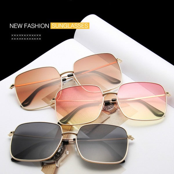 Ladies Simple Metal Frame Sunglasses - Gray Gold - Shop N Save