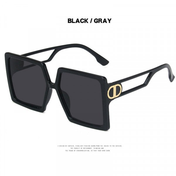 Ladies Retro Big Frame Sunglasses - Black - Shop N Save