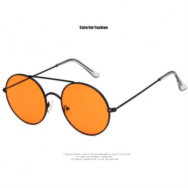 Retro Metal Frame Sunglasses For Women And Men - Orange - Shop N Save