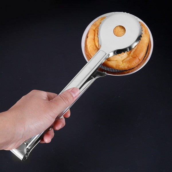 2 in 1 Stainless Steel Fry Oil Filter Clip Spoon - Silver