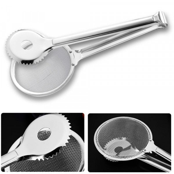2 in 1 Stainless Steel Fry Oil Filter Clip Spoon - Silver