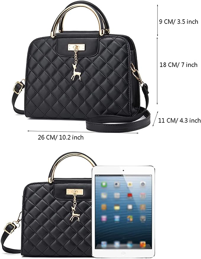 Ladies Fashion Rhombus Large Capacity Handbag - Black - Shop N Save