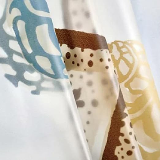 Shell Starfish Printed Bathroom Shower And Toilet Curtain - White Blue