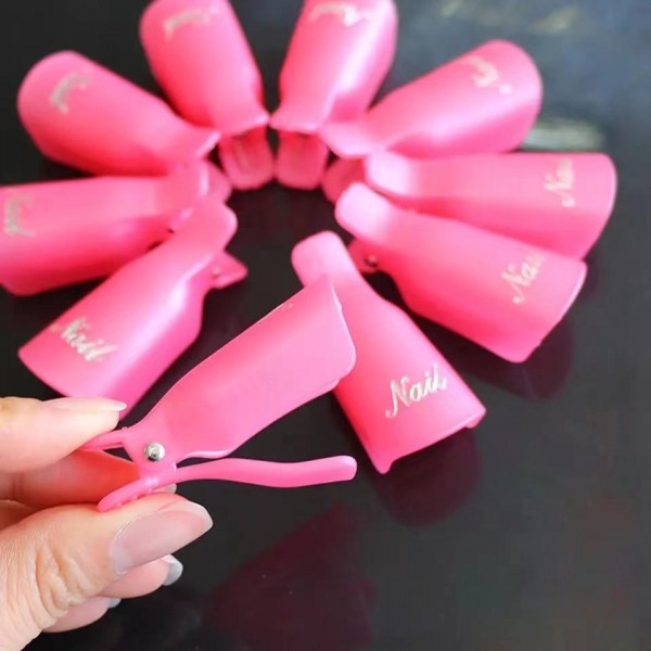 10 Pcs Nail Polish Remover Clip - Pink
