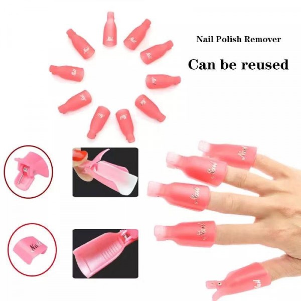 10 Pcs Nail Polish Remover Clip - Pink