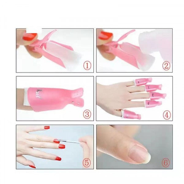 10 Pcs Nail Polish Remover Clip - Pink