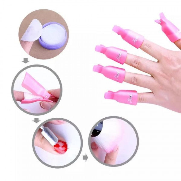 10 Pcs Nail Polish Remover Clip - Pink