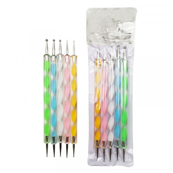 Double Headed Diamond Pen 5 Pieces Set Nail Tool - Multi Color - Shop N Save