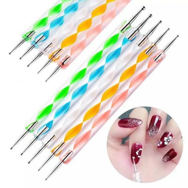 Double Headed Diamond Pen 5 Pieces Set Nail Tool - Multi Color - Shop N Save