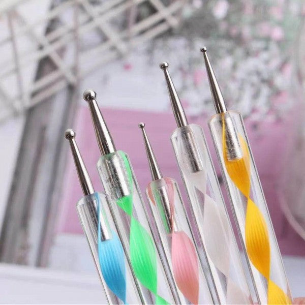 Double Headed Diamond Pen 5 Pieces Set Nail Tool - Multi Color - Shop N Save