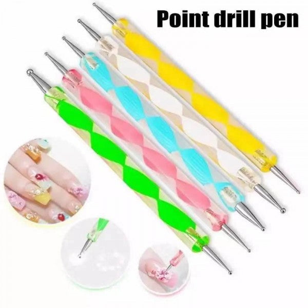 Double Headed Diamond Pen 5 Pieces Set Nail Tool - Multi Color - Shop N Save