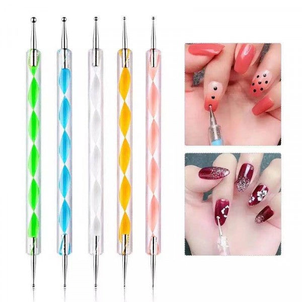 Double Headed Diamond Pen 5 Pieces Set Nail Tool - Multi Color - Shop N Save