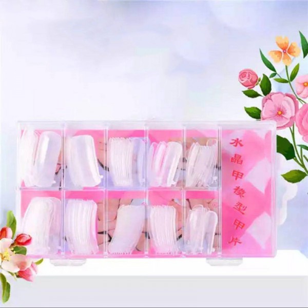 1 Box Of 100 Pcs Crystal Extension Nails - Transparent