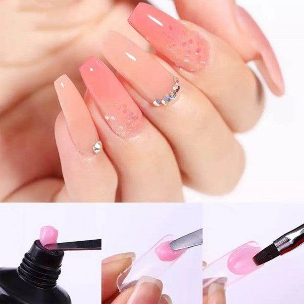 1 Box Of 100 Pcs Crystal Extension Nails - Transparent