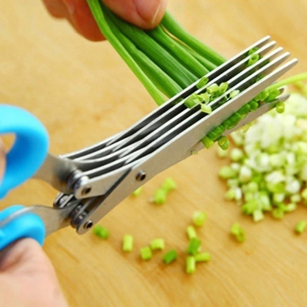 Stainless Steel Multifunction 5 Layers Vegetable Scissor - Blue