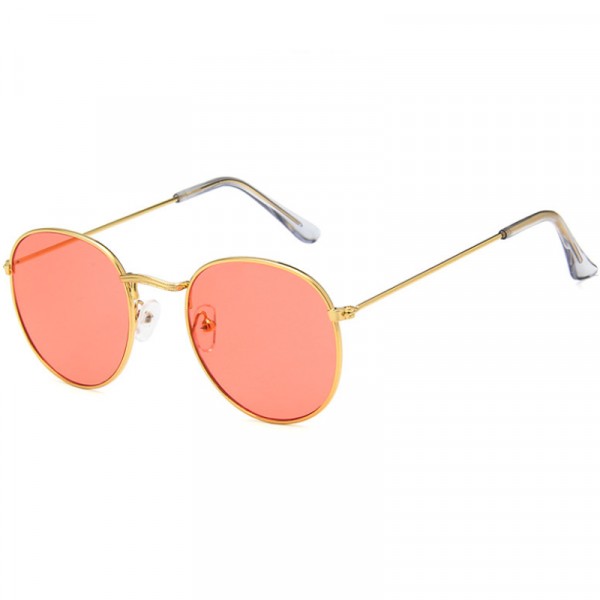 Retro Color Film Round Frame Sunglasses - Yellow