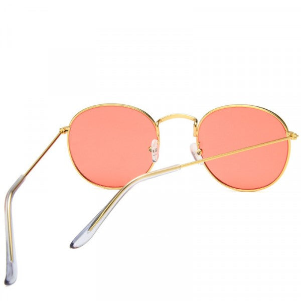 Retro Color Film Round Frame Sunglasses - Yellow