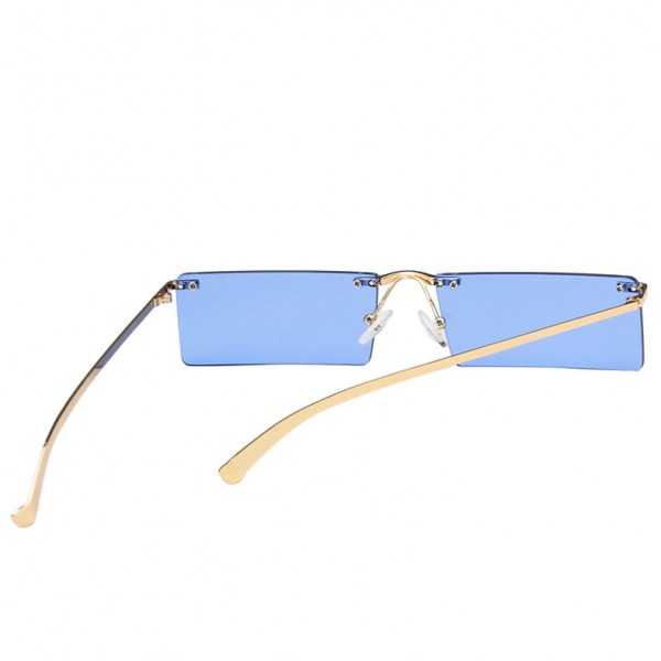 Frameless Slim Lens Personality Square Sunglasses - Dark Brown