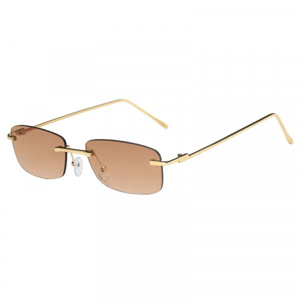 Metal Leg Vintage Rimless Sun Glasses - Brown - Shop N Save