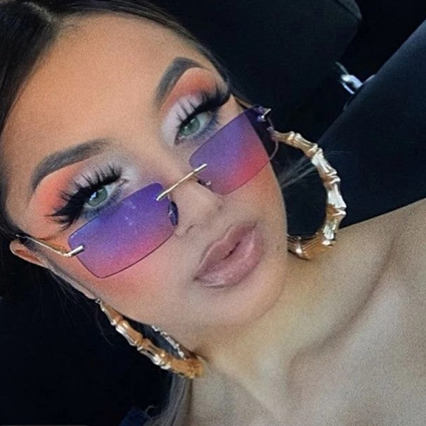 Metal Leg Vintage Rimless Sun Glasses - Brown - Shop N Save