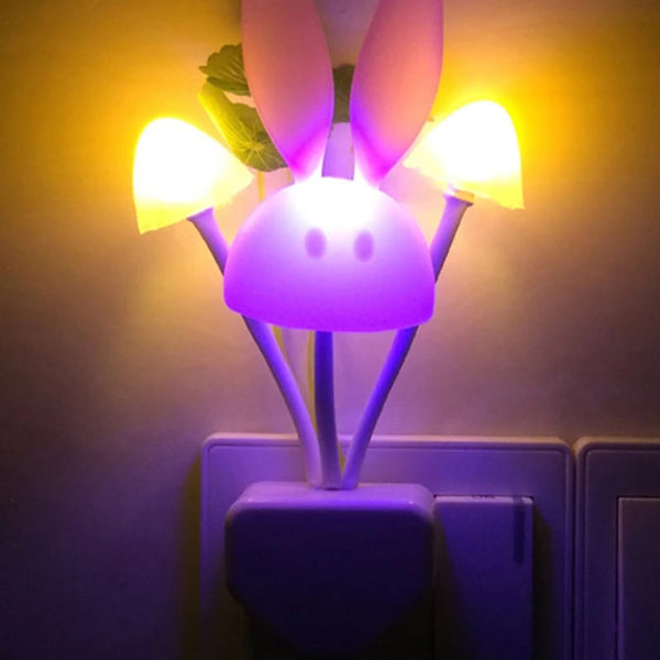 Mushroom Rabbit Automatic Light Sensor Night Light - White