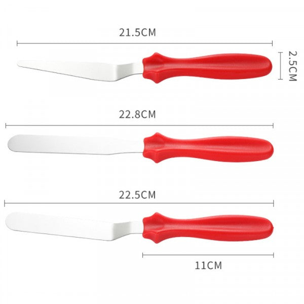 3 Pieces Cream Cake Decorating Spatula Set - Red - Shop N Save