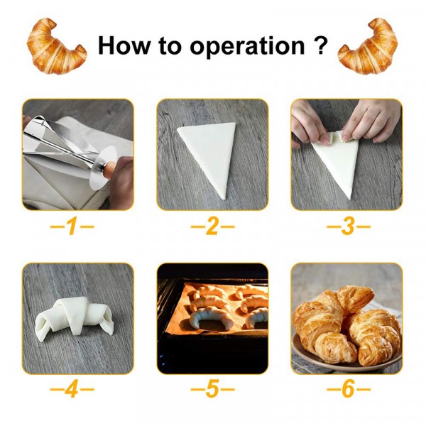 Wooden Handle Roller Slices Cake Bread Cutter - Silver - Shop N Save